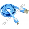 Energizer <LCAEHUFCMCBL2> Кабель USB2.0 AM-->micro-B 1м  плоский голубой