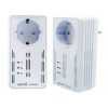 Комплект PowerLine адаптеров UPVEL UA-252PSK HomePlug AV 500 Мбит/с с поддержкой IP-TV, со встроенной розеткой, 2 LAN порта