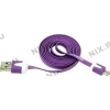 Energizer <LCAEHUFCMCPU2> Кабель USB2.0 AM-->micro-B  1м плоский фиолетовый