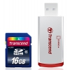 Карта памяти SDHC 16Gb Class10 Transcend + P2ридер TS16GSDHC10-P2