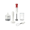 Блендер Bosch MSM64155RU 450Вт, цвет: белый/красный, ножка нерж сталь, мягкая ручка, 1 скорость+турбо, стакан, венчик, измельчитель, насадка для пюре