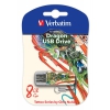 Флеш Диск Verbatim 8Gb Store n Go Mini Tattoo Dragon 49884 USB2.0 белый/узор