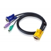 Кабель ATEN KVM Cable 2L-5202P Кабель для KVM: 2*PS/2(m)+DB15(m) (PC) -на- SPHD15(m) (KVM), 1.8м