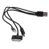 Кабель 3Cott 3 в 1 3C-DC-048B-3in1, USB на Micro USB/Apple 30-pin/Apple Lightning, 20 cм, черный