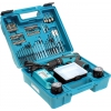 Makita <HP330DX100> Ударная аккум. дрель-шуруповерт(24 Нм,10.8В,Li-Ionх2,2ск,+набор 74  предмета, подсв,кейс)