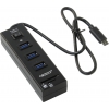 Концентратор USB 3.0 ORIENT JK-331, Type-C HUB 3 Ports + SD/microSD CardReader, выкл., черный, кабель тип С (30031)