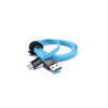 USB кабель передачи данных Zetton Flat разъем Micro USB плоский черный с синим (ZTLSUSBFCMCBB)