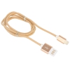 Кабель USB 2.0 Cablexpert, AM/Lightning 8P, 1м, армированная оплетка, разъемы золотой металлик CCB-ApUSBgd1m