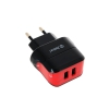 СЗУ Zetton с двумя выходами USB ток зарядки 2,1А черное с красной вставкой (ZTLSTC2A2UBR)