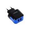 СЗУ Zetton с двумя выходами USB ток зарядки 2,1А черное с синей вставкой (ZTLSTC2A2UBB)