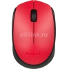 Мышь Logitech M171 красный/черный оптическая (1000dpi) беспроводная USB (2but) (910-004641)