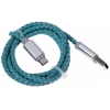 Кабель micro USB (M) - USB (M), 1м, DEXP Premium [UMTSI100SkM] 2A; Кожаная оплетка; Бирюзовый