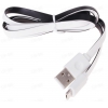 Кабель microUSB, INTERSTEP (2,1А, плоский, 1м, бело-чёрный)