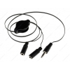 Кабель удлинительный 3.5 Jack (M) - 2*3.5 Jack (F), 0,8m, Cason, автоскрутка, черный