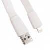 USB кабель "LP" для Apple iPhone/iPad 8 pin плоский широкий (белый/европакет) SM002116