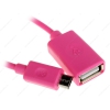 OTG Кабель InterStep для мобильных устройств (micro USB - USB-host, 0,15м, Розовый)