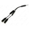 Переходник 2*3.5 Jack (F) 3pin - 3.5 Jack (M) 4pin, Cason, для гарнитуры, черный
