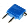 Переходник 2х3.5 Jack (M) - 3.5 Jack (F), Cason, адаптер для самолета, синий