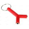 Переходник 3.5 Jack (M) - 2x3.5 Jack (F), Cason, брелок, красный