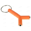 Переходник 3.5 Jack (M) - 2x3.5 Jack (F), Cason, брелок, оранжевый