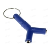 Переходник 3.5 Jack (M) - 2x3.5 Jack (F), Cason, брелок, синий