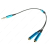 Переходник 3.5 Jack (M) - 2x3.5 Jack (F), Cason, металл, синий