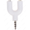 Переходник 3.5 Jack (M) 4pin - 2*3.5 Jack (F) 3pin, Cason, для гарнитуры (TRRS-2*TRS), белый