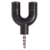 Переходник 3.5 Jack (M) 4pin - 2*3.5 Jack (F) 3pin, Cason, для гарнитуры (TRRS-2*TRS), черный