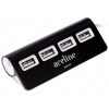 Внешний USB2.0 HUB 4-port Aceline [EA24-01] без блока питания (EU-181), аллюм. корпус, black+white