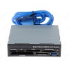 Считыватель универсальный 3.5" GINZZU GR-166UВ USB3.0 [SDXC/SDHC/MMC + microSDXC/SDHC, MS, CFI/CFII, M2, xD+USB3.0 port]