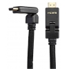 Кабель HDMI (M) - HDMI (M), 1m, DEXP [HMHM010SiBlSw] Поворотные разъемы; вер. 1.4; Черный