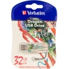 Флеш Диск Verbatim 32Gb Mini Tattoo Dragon 49899 USB2.0 белый/рисунок