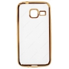 Накладка на корпус с золотистой рамкой для Samsung Galaxy J1 mini (2016), силикон, прозрачный