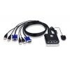 KVM-переключатель USB VGA W/CAB 2PORT W/CAB CS22U-A7 ATEN КВМ Переключатель/Switch ATEN {CS22U-A7} VGA/SVGA+KBD+MOUSE, 1> 2 блока/порта/port USB, со встр. KVM-шнурами USB 2x0.9м., (ПЕРЕКЛЮЧЕНИЕ МЕЖДУ ПОРТАМИ ТОЛЬКО ВЫНОСНОЙ КНОПКОЙ!;консоль управления - USB;DDC2B)
