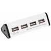 USB HUB microUSB, QUMO QH 400 ( 3,0А,  4xUSB,  Дополнительный Micro USB вход для доп питания портов,  1 м, черный)