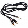 Кабель 3.5 Jack (M) - 2xRCA (M), 1m, DEXP premium [SI010-J2R] В оплетке; Черный