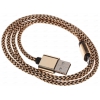 Кабель microUSB, Solomon Nylon Color Braid (2А, Нейлоновая оплетка, метал. Коннектор, 1м, Золотой)