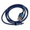 Кабель microUSB, Solomon Nylon Color Braid (2А, Нейлоновая оплетка, метал. Коннектор, 1м, Синий)