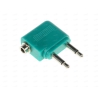Переходник 2х3.5 Jack (M) - 3.5 Jack (F), Cason, адаптер для самолета, зеленый