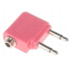 Переходник 2х3.5 Jack (M) - 3.5 Jack (F), Cason, адаптер для самолета, красный
