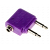 Переходник 2х3.5 Jack (M) - 3.5 Jack (F), Cason, адаптер для самолета, фиолетовый