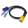 Кабель SPHD15-VGA PS2 3M 2L-5203P ATEN Кабель/шнур КВМ ATEN {2L-5203P} монитор+клав.+мышь PS/2, SPHD15=>HD DB15+2x6MINI-DIN, Male-Male, опрессованный, 3 метр.