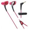 Наушники AUDIO-TECHNICA ATH-SPORT2 [вставные (затычки), закрытые 15-24000 Гц,микр.,клипсы,каб.1.2м, разъем3.5мм,красны.]