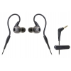 Наушники AUDIO-TECHNICA ATH-SPORT3 [вставные (затычки), закрытые 10-25000 Гц,микр.,клипсы,каб.1.2м, разъем3.5мм,черный.]