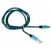 Кабель microUSB Cablexpert (металлические наконечники, нейлоновая оплетка, 1м, синий)