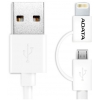 Кабель для Apple 8 pin A-Data ( металлические наконечники, MFI, 1м, белый) [AMFI2IN1-100CM-CWH]