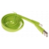 Кабель microUSB Partner (2,1А, плоский, 1м, зеленый)