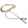 Кабель для Apple 8 pin Qumo (мет. наконечники, стальная оболочка, MFI, 1м, золотой)