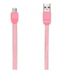 Кабель microUSB Remax Puff Micro (плоский, 1м, розовый) [RC-045m]
