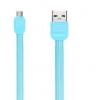 Кабель microUSB Remax Puff Micro (плоский, 1м, синий) [RC-045m]